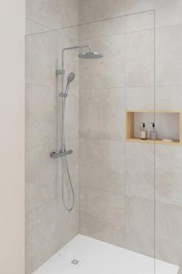 Duravit Shower Systems Douchesysteem - thermostatisch - HOH=15cm - hoofddouche Ø25.2cm - handdouche rond - waterbesparend - lans chroom th4282008010 - thumbnail