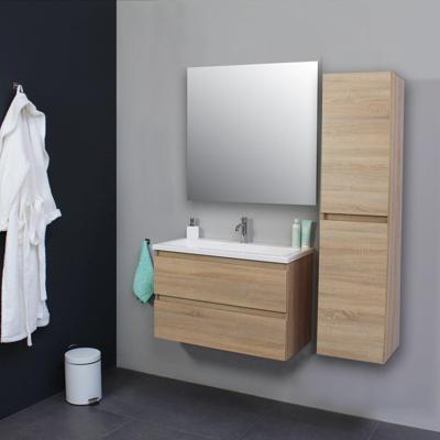 Badkamermeubel Boss & Wessing Pepper Acryl Wastafel Met Kraangat 80x55x46 cm Eiken Boss & Wessing