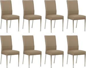 Set van 8 Taupe leren moderne eetkamerstoelen Real - poot vierkant rvs - Toledo Leer Mocca (taupe leer)
