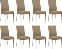 Set van 8 Taupe leren moderne eetkamerstoelen Real - poot vierkant rvs - Toledo Leer Mocca (taupe leer) - thumbnail