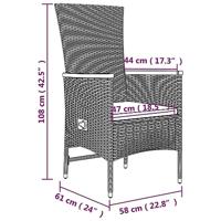 9-delige Tuinset met kussens poly rattan grijs - thumbnail