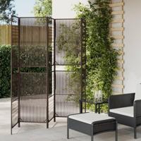 Kamerscherm 5 panelen poly rattan bruin - thumbnail