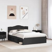 Bedframe met hoofdeinde Zwart 140 x 200 cm Massief grenenhout - thumbnail