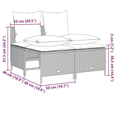 5-delige Loungeset met kussens poly rattan beige