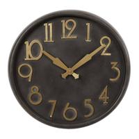 Wandklok metaal zwart/goud dia40x10cm - thumbnail