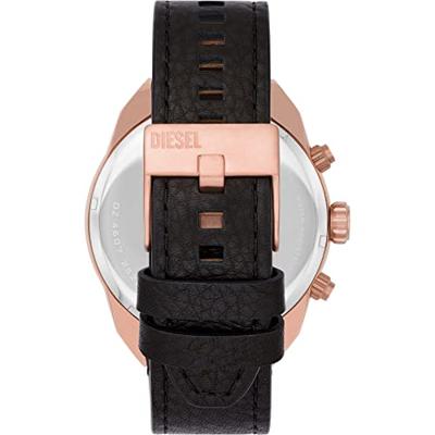Diesel DZ4607 Horloge Spiked Chrono staal-leder rosekleurig-zwart 49 mm Diesel DZ4607 Horloge Spiked Chrono staal-leder rosekleurig-zwart 49 mm