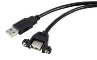 Renkforce RF-5720386 USB-kabel USB 2.0 USB-A stekker, USB-A bus 1.00 m Zwart Voor inbouw, Schroefbaar - thumbnail
