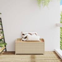 Opbergbankje 100x50x52 cm poly rattan acaciahout gemengd beige - thumbnail