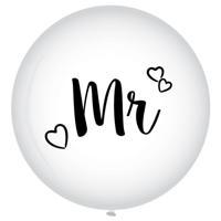 XL Ballon Mr. Bruiloft Wit - 90 cm - thumbnail