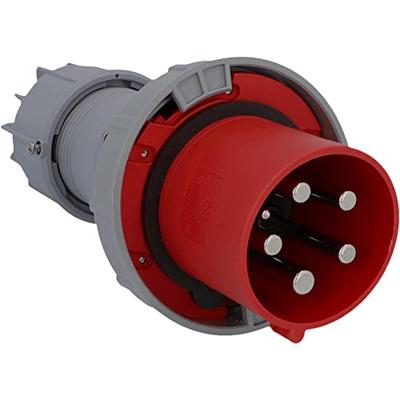 125A krachtstroom stekker 400V 5-polig IP67 met trekontlasting vernikkelde contacten Keraf