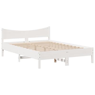 Bedframe met hoofdbord massief grenenhout wit 140x190 cm - thumbnail