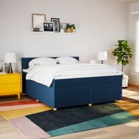 Boxspring met matras stof blauw 180x200 cm - thumbnail