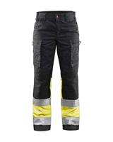 Blåkläder Dames werkbroek High-Vis met stretch 71611811 | Marine/High-Vis Geel | Maat 38 - 7330509615553 - thumbnail