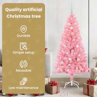 VidaXL Kerstboom met 150 led met standaard roze 150 cm pvc - thumbnail