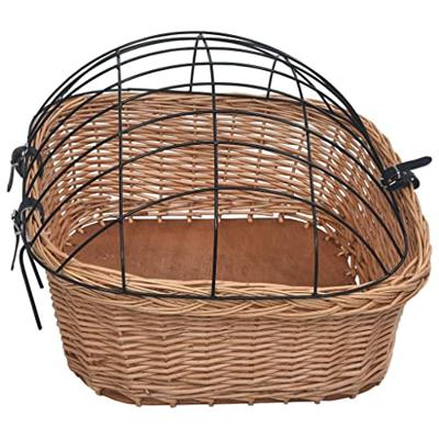 VidaXL Fietsstuurmand met deksel 50x45x35 cm natuurlijk wilgen