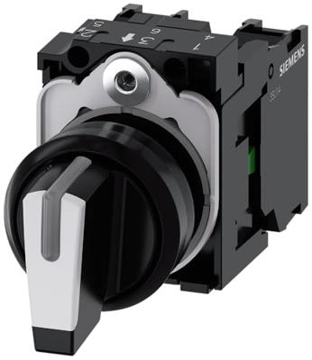 Siemens 3SU11002BL601NA0 3SU1100-2BL60-1NA0 Knevelschakelaar Kunststof frontring Zwart, Wit 2 x 45 ° 1 stuk(s)