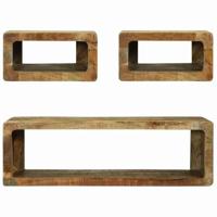 3-delige TV-meubelset Massief hout Ruw mangohout - thumbnail