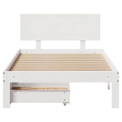 Bedframe met lades massief grenenhout wit 90x200 cm