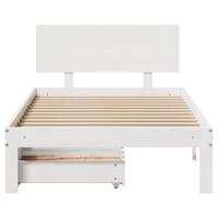 Bedframe met lades massief grenenhout wit 90x200 cm - thumbnail