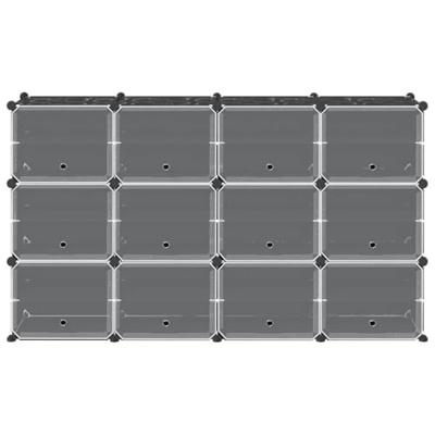 Opbergmeubel met 12 vakken en deuren polypropeen zwart Opbergmeubel met 12 vakken en deuren polypropeen zwart