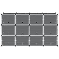 VidaXL Opbergmeubel met 12 vakken en deuren polypropeen zwart - thumbnail