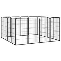 Hondenkennel 16 panelen 50 x 100 cm gepoedercoat staal zwart - thumbnail