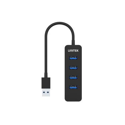 UNITEK Active Hub 10 W met geïntegreerde kabel van 15 cm met USB-A-stekkerpoorten, 4 x USB-3.1 en 1 x USB-C 5V2A directe gegevensoverdracht tot 5 Gbps en veilige plug-and-play opladen