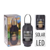 ProGarden lantaarn met kaars solar led rattan zwart - thumbnail