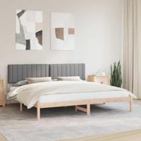 Bedframe met Gevoerd Hoofdgedeelte Lichtgrijs 200 x 200 cm - thumbnail