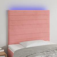 Hoofdbord LED 80x5x118/128 cm fluweel roze - thumbnail