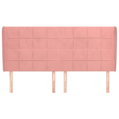Hoofdbord met randen 163x23x78/88 cm fluweel roze