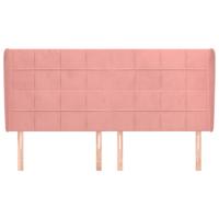 Hoofdbord met randen 163x23x78/88 cm fluweel roze - thumbnail