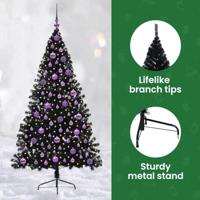 VidaXL Kunstmatig voorverlicht kerstboom met 300 led zwart 180 cm pvc - thumbnail