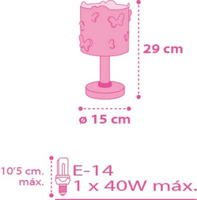 Dalber tafellamp Butterfly junior 29 x 15 cm E14 40W wit