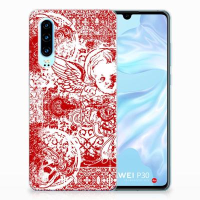 Silicone Back Case Huawei P30 Angel Skull Rood Silicone Back Case Huawei P30 Angel Skull Rood