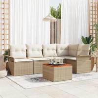 Tuinbankenset met kussen 6 pcs Beige poly rattan - thumbnail