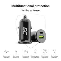 Green Cell GC PowerRide Nano38 38W 6A 1x USB-C 1x USB-A autolader - thumbnail