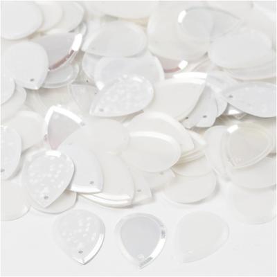 Creativ Company Pailletten, druppel, afm 14x19 mm, wit, 50 gr/ 1 doos