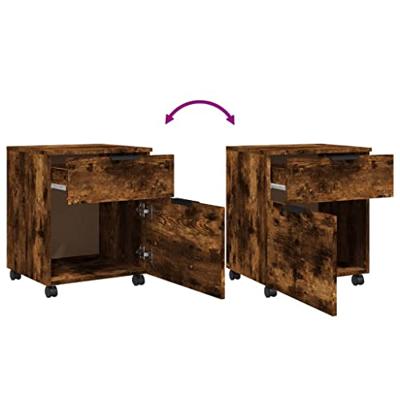 Dossierkast verrijdbaar 45x38x54 cm bewerkt hout gerookt eiken