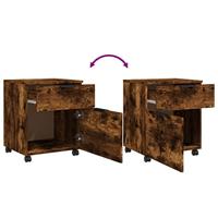 Dossierkast verrijdbaar 45x38x54 cm bewerkt hout gerookt eiken - thumbnail