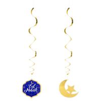 Decoratieswirls Eid Mubarak Blauw/Goud (2st) - thumbnail