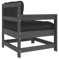 Tuinstoel met kussens massief grenenhout grijs - thumbnail