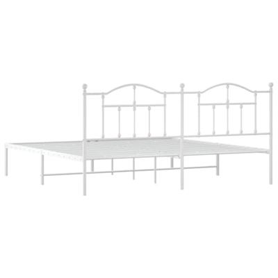 Bedframe met hoofdbord metaal wit 200x200 cm - thumbnail