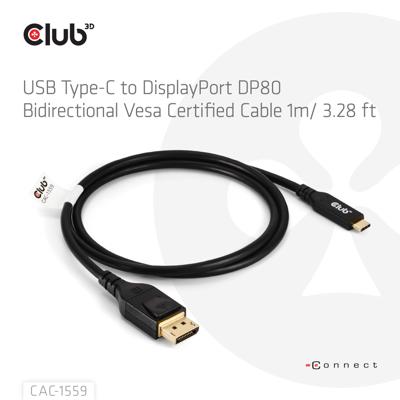 club3D CAC-1559 USB-C-displaykabel 1.00 m Zwart club3D CAC-1559 USB-C-displaykabel 1.00 m Zwart