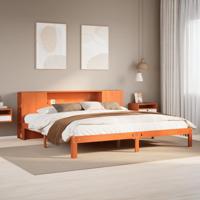 Bed met boekenkast zonder matras grenenhout wasbruin 180x200 cm - thumbnail