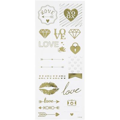 Creativ Company Stickers, love, vel 10x24 cm, ca. 14 stuk, goud, 1 vel