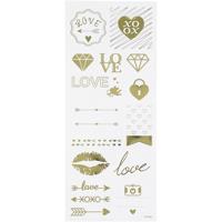 Creativ Company Stickers, love, vel 10x24 cm, ca. 14 stuk, goud, 1 vel - thumbnail