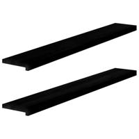 VidaXL Vensterbanken 2 st 140x20x2 cm massief eikenhout donkerbruin - thumbnail