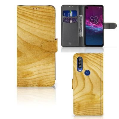 Motorola One Action | Book Style Case | Licht Hout | Portemonnee hoesje