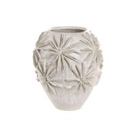 Vaas Home ESPRIT Wit Keramisch Traditionele stijl Blad van een plant 22 x 22 x 25 cm - thumbnail